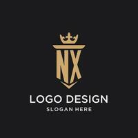 nx monograma con medieval estilo, lujo y elegante inicial logo diseño vector