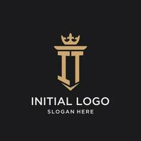 IT monogram with medieval style, luxury and elegant initial logo design vector