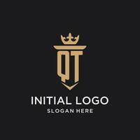 QT monogram with medieval style, luxury and elegant initial logo design vector