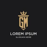 GM monogram with medieval style, luxury and elegant initial logo design vector