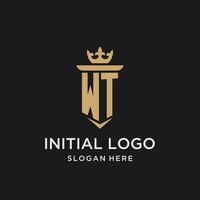 WT monogram with medieval style, luxury and elegant initial logo design vector