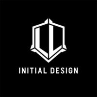 ll logo inicial con proteger forma diseño estilo vector