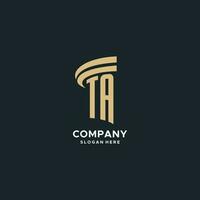 TA monogram with pillar icon design, luxury and modern legal logo design ideas vector