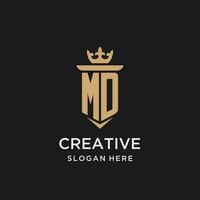 MD monogram with medieval style, luxury and elegant initial logo design vector