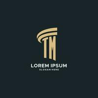 tm monograma con pilar icono diseño, lujo y moderno legal logo diseño ideas vector