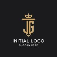 JG monogram with medieval style, luxury and elegant initial logo design vector