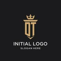 DT monogram with medieval style, luxury and elegant initial logo design vector