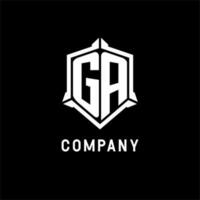 GA logo initial with shield shape design style vector