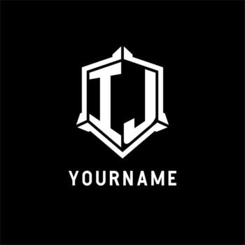 IJ logo initial with shield shape design style vector