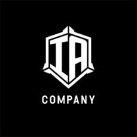 IA logo initial with shield shape design style vector