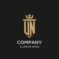 UN monogram with medieval style, luxury and elegant initial logo design vector