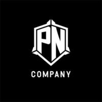 pn logo inicial con proteger forma diseño estilo vector