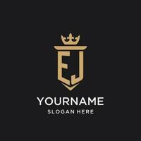 EJ monogram with medieval style, luxury and elegant initial logo design vector