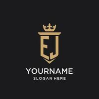 EJ monogram with medieval style, luxury and elegant initial logo design vector