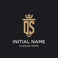 DS monogram with medieval style, luxury and elegant initial logo design vector