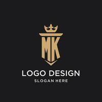 MK monogram with medieval style, luxury and elegant initial logo design vector