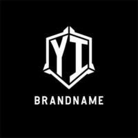 YI logo initial with shield shape design style vector