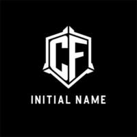 cf logo inicial con proteger forma diseño estilo vector