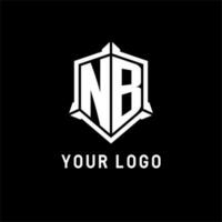 NB logo initial with shield shape design style vector