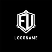 UE logo inicial con proteger forma diseño estilo vector