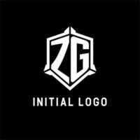 ZG logo initial with shield shape design style vector