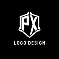 PX logo initial with shield shape design style vector