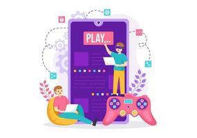 Video Game Development Vector Illustration with Games, Digital Technology, Programming and Coding in Flat Cartoon Hand Drawn Landing Page Templates