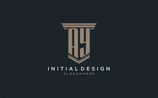 sí inicial logo con pilar estilo, lujo ley firma logo diseño ideas vector