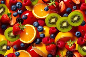 Fruta y baya antecedentes generativo ai foto