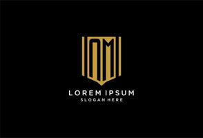 NM monogram logo with geometric shield icon design vector