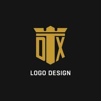 DX initial logo with shield and crown style vector