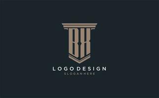 BX initial logo with pillar style, luxury law firm logo design ideas vector