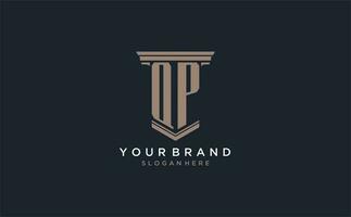 QP initial logo with pillar style, luxury law firm logo design ideas vector