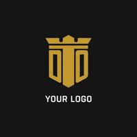 DO initial logo with shield and crown style vector