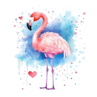 Watercolor pink Flamingo. Illustration AI Generative png