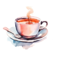 Watercolor painted tee cup. Illustration png