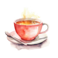 Watercolor painted tee cup. Illustration png