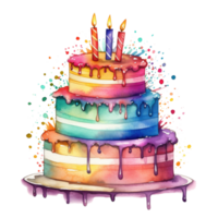 acquerello compleanno torta. illustrazione ai generativo png