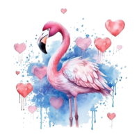 vattenfärg rosa flamingo. illustration ai generativ png