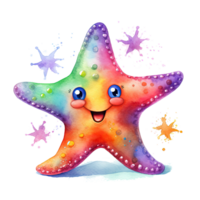 fofa aguarela estrela do Mar. ilustração ai generativo png