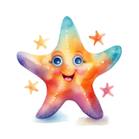 linda acuarela estrella de mar. ilustración ai generativo png