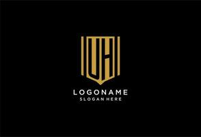 UH monogram logo with geometric shield icon design vector
