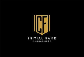CF monogram logo with geometric shield icon design vector