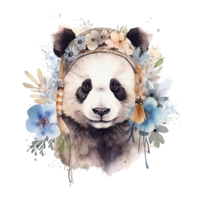 carino acquerello panda. illustrazione ai generativo png