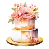 Aquarell Geburtstag Kuchen. Illustration ai generativ png