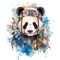 fofa aguarela panda. ilustração ai generativo png