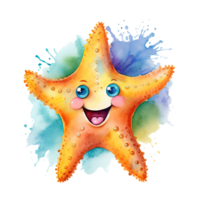 Cute watercolor starfish. Illustration png