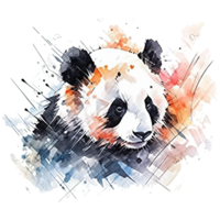 Cute watercolor panda. Illustration png