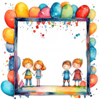 Kids cartoon birthday background. Illustration png