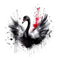 Aquarell schwarz Schwan. Illustration ai generativ png